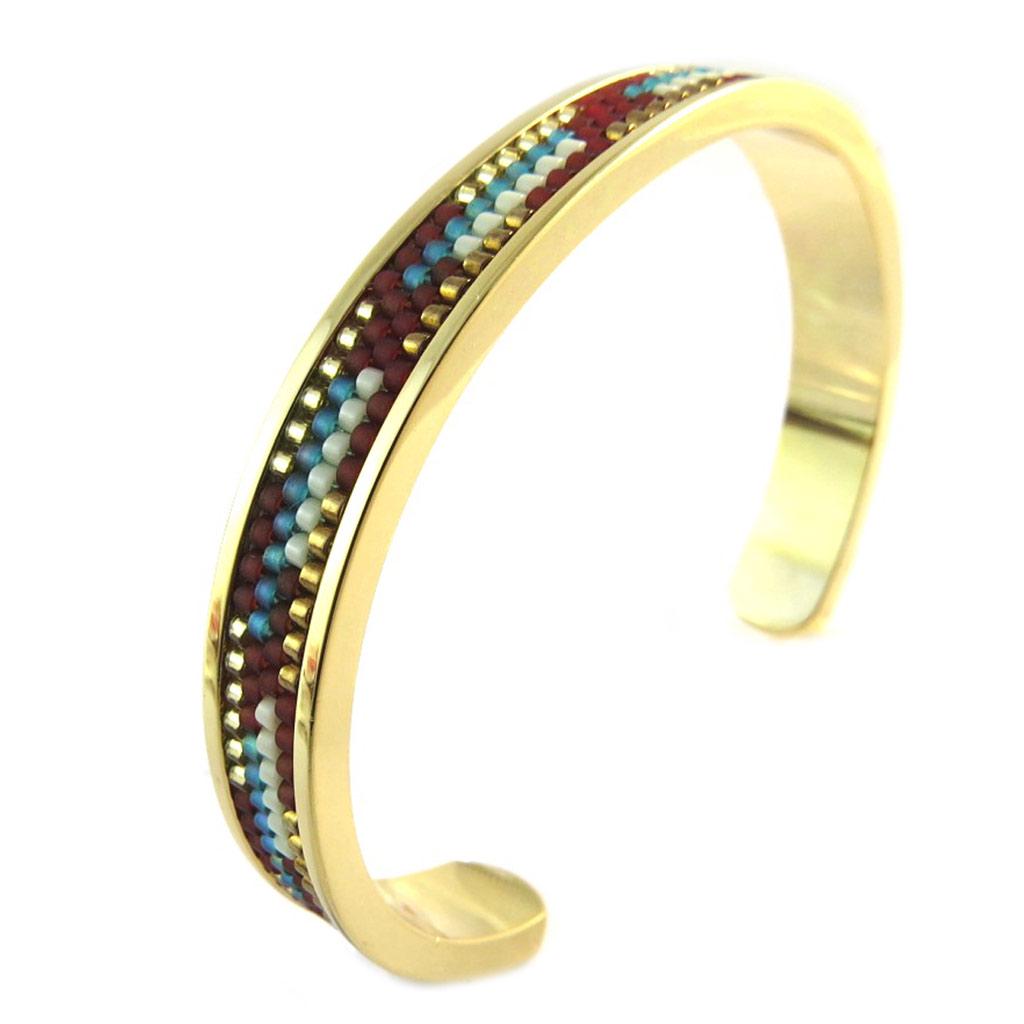 Les Trésors De Lily [P1718] - Handmade Turquoise Red Gold 'Azuni' Bracelet (handmade)