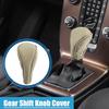 A ABSOPRO Car Shift Knob Cover for Universal Vehicles Interior Shift Gear Cover Trim Accessories Zipper Style Decorative Artificial Leather Beige