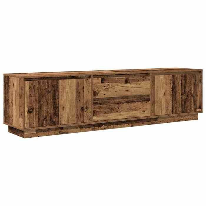 VidaXL Meuble TV avec éclairage LED vieux bois 193,5x41x50 cm, support TV, meuble télé, meuble multimédia, banc TV, meuble 3328442