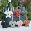 Adorable Curly Dog Keychain PU Leather Bag Charm With Secure Metal Hook For Purse Backpack Decoration Lightweight Design