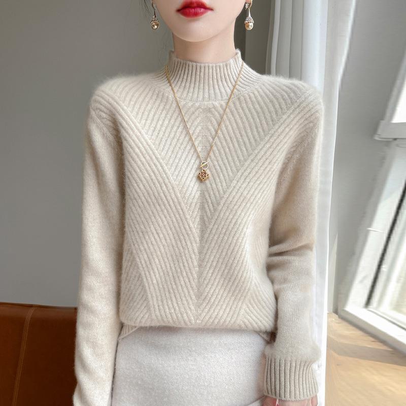 

Кардиган с высоким воротником, утолщенный, для женщин, на осень и зиму, пуловер большого размера, свободный кашемировый свитер, базовая рубашка, теплый S