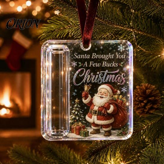 Reusable Christmas Tree Decor Cash Gift Ornament, Clear Acrylic Money Holder, Holiday Xmas Unique Stocking Stuffer for Hanging Decoration, Funny Ways