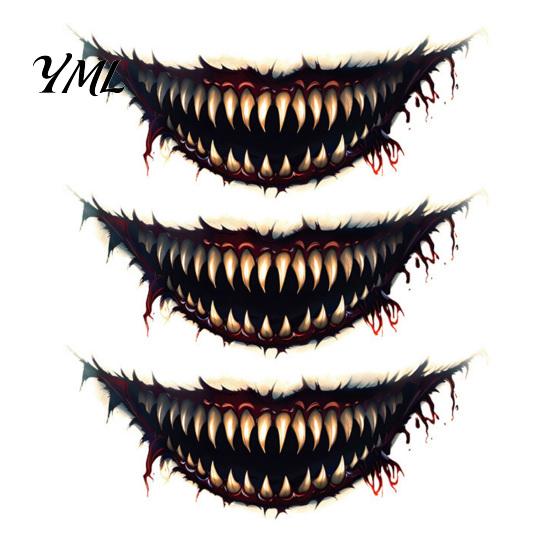 Spooky Theme Party Accessories 3Pcs Realistic Scary Mouth Tattoos for Halloween Zombie Vampire Clown Party, Waterproof Cosplay Face Decals Horror