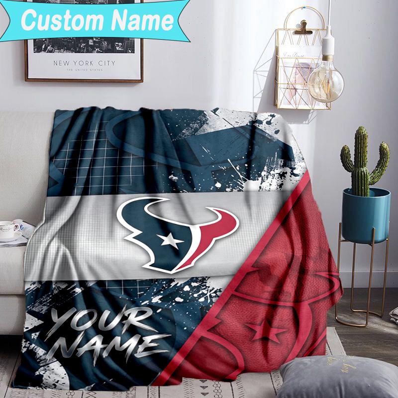 Custom Name Blanket Houston-Texans Artwork Blanket Bedding Blanket for Travel, Camping, Living Rooms, Offices, Sofas, Fan Christmas gift