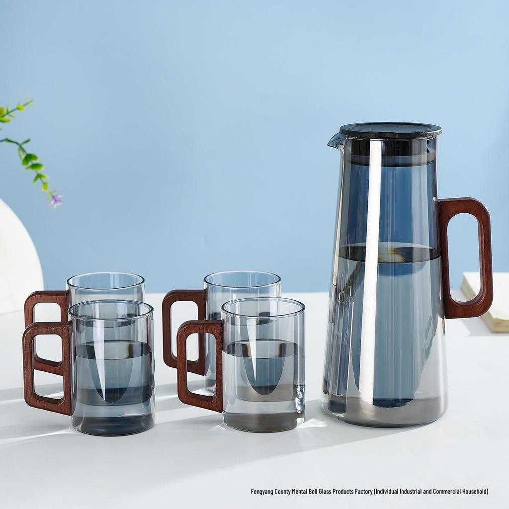 High Borosilicate Glass Cold Brew Kettle Set - Large Capacity, Heat Resistant, Household Pitcher & Cups