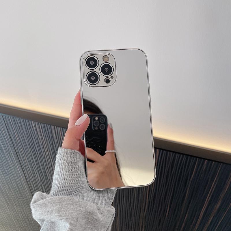 

Luxury Solid Color Plating Mirror Shockproof Phone Case For IPhone 15 Pro Max 13 12 11 14 Pro Max Plus Makeup Mirror Back Cover For iPhone 15 Pro Max