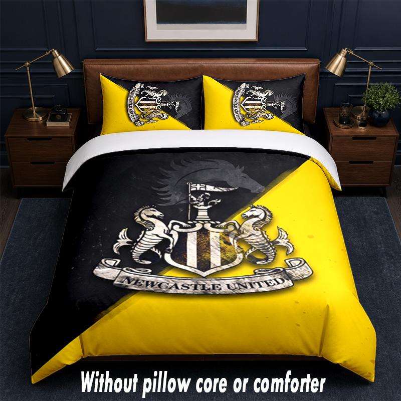 Newcastle United Football Design Bed Bedding Set 1 Duvet Cover + 2 Pillowcases Soft Breathable Household Bed Linens