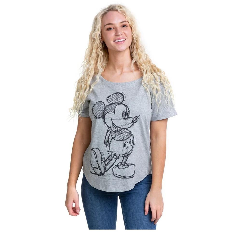 Disney Womens/Ladies Mickey Mouse Sketch Marl T-Shirt