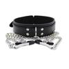 SM Adult Nipple Clamps Leather Choker with Chain - Kinky Erotic Necklace for Couples