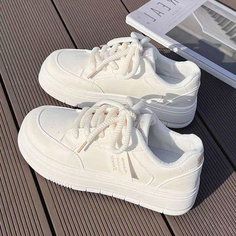 Fashion Platform Sneakers For Women Fashion White Sneaker Tennis Shoes Casual Low Top Leather Non Slip Sneakers