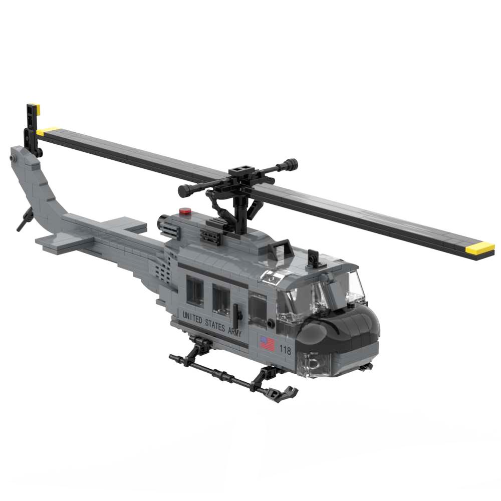 UH-1D Multipurpose Utility Helicopter Brick Model Toy Building Blocks Set Army Military Weapons UH1D Kit with 3 Soldiers