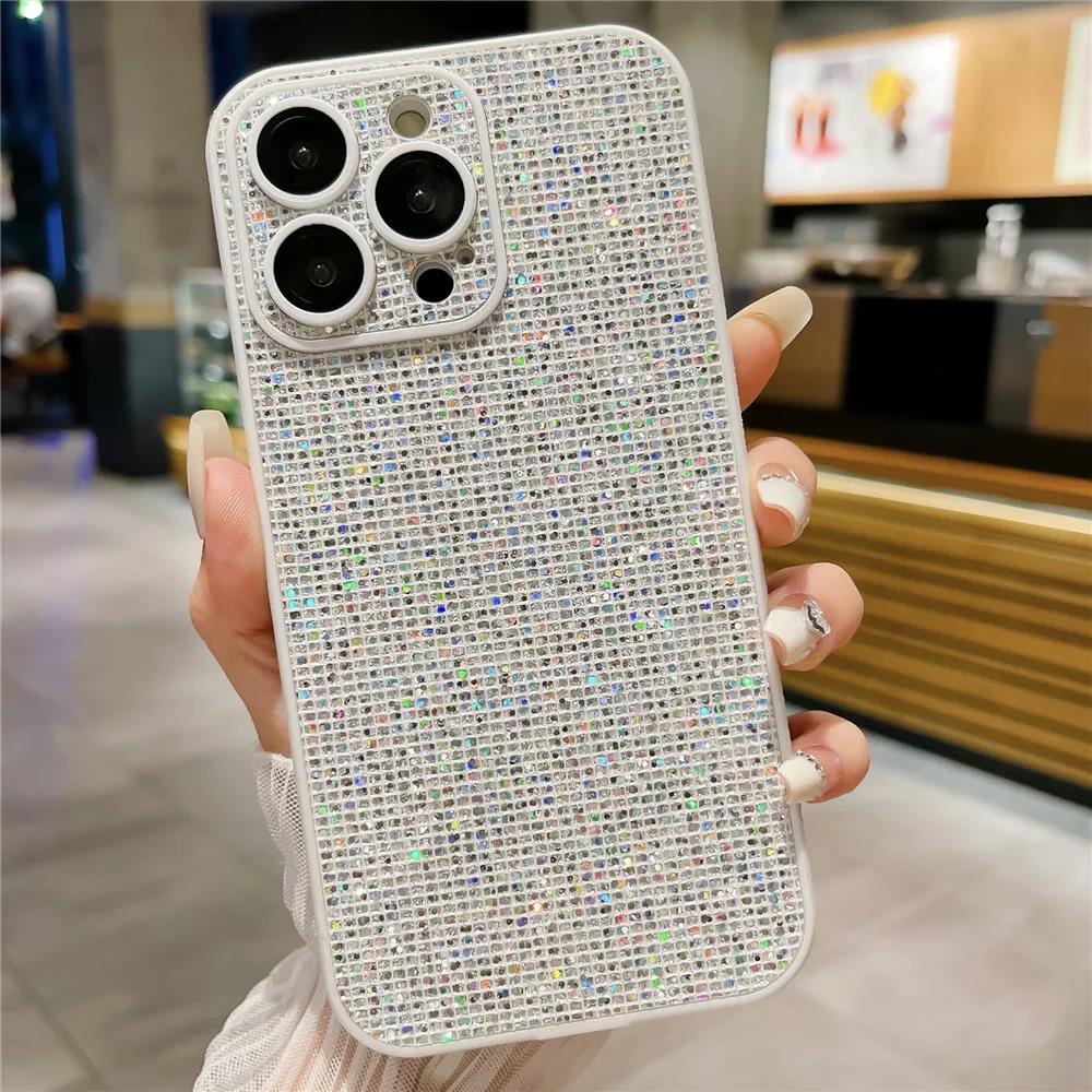 Hight End Black Bling Glitter Noble Case For For Iphone 1 14 13 12 Pro Max 11 Lens Film Protection Soft TPU Shockproof Cover