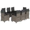 VidaXL Ensemble à Manger de Jardin avec Coussins 9 pcs, Table et Chaises avec Dossier et Repose-pied Réglables 3213001