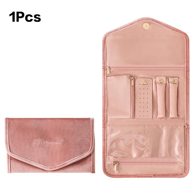 Foldable Jewelry Case Roll Travel Jewelry Organizer Portable For Journey Earrings Rings Diamond Necklaces Brooches Storage Bag