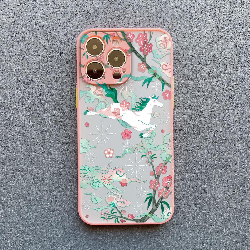 Lucky Painted Horse Pattern Chinese Style Phone Case For iPhone 15 14 Pro Max Plus 17 16 Pro Max 13 Mini 12 11 Pro Max Back Case