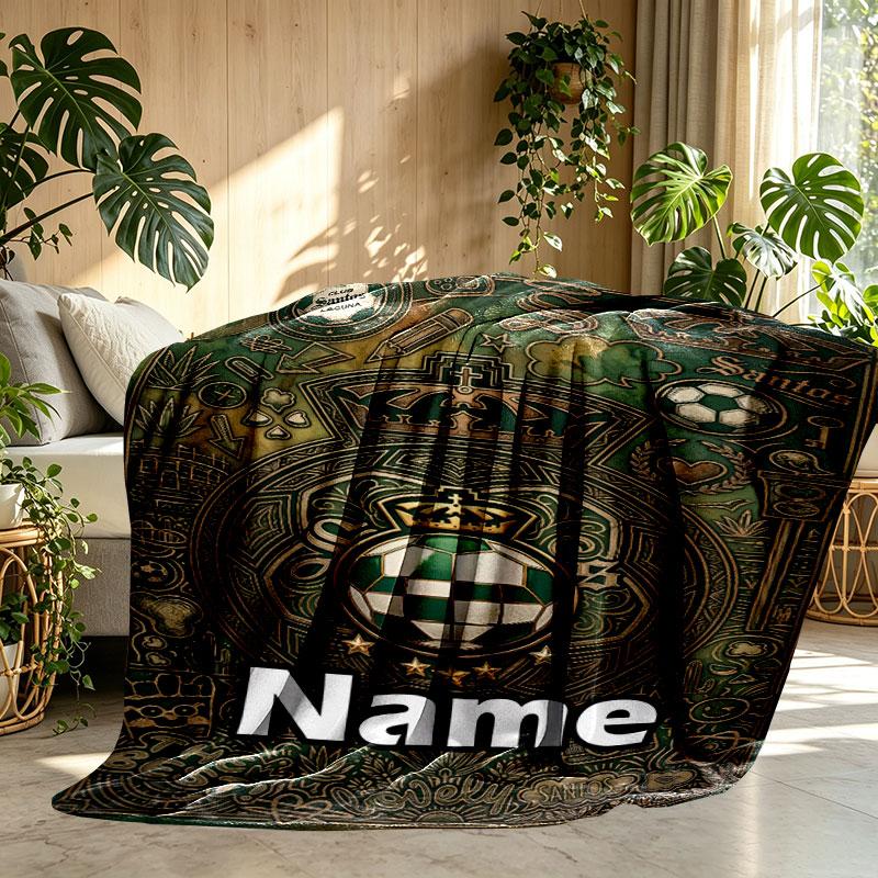 Custom Name Personalized Club Santos Laguna Print Blanket, Home Decor, Bedroom, Sofa, Camping, Couch, Gifts for Birthday Christmas