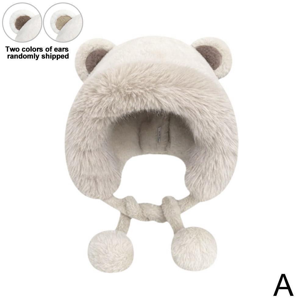 Women Cold Weather Hat Women Plush Hat Soft Fuzzy Women's Plush Hat With Cute Bear Ears Windproof Warm For Autumn Winter