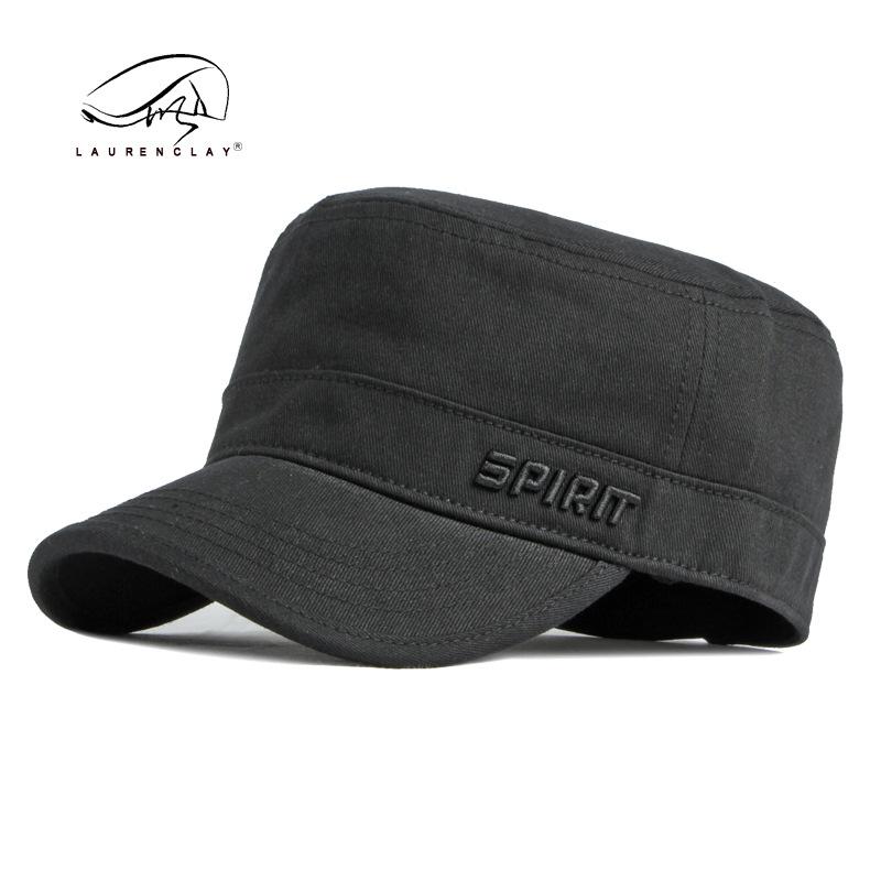 

Cotton Flat Top Hat for Men and Women, Unique Design, Vintage Cadet Cap for Everday Style L чёрный