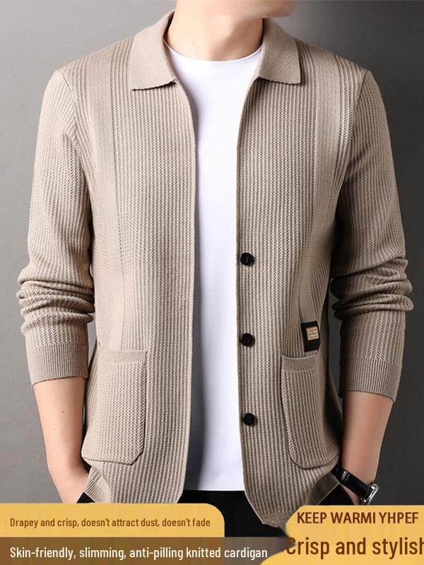 2025 Men's Spring/Autumn Knit Cardigan Sweater - Youth Fashion Jacket