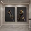 African Woman Art Black And Gold Portrait Canvas Paintings Poster Print Wall Art Picture Home Decor For Living Room Frameless