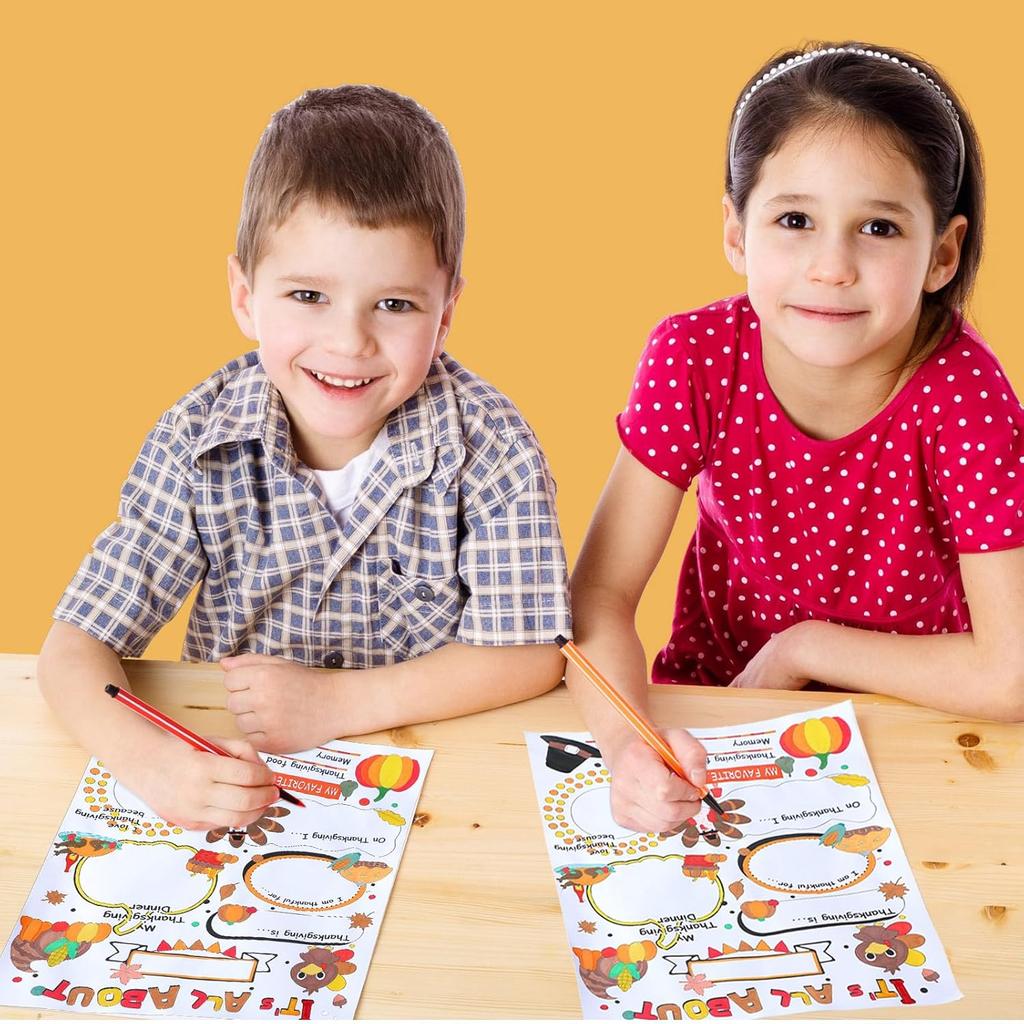 AmazingSpark 60 Pcs Thanksgiving Coloring Craft for Kids 13 x 11 Inch All About Thanksgiving Posters Storytelling to Color Paper Activities for