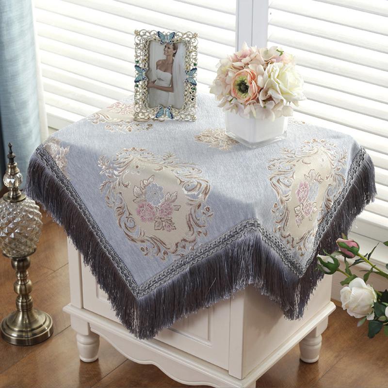 Față de masă jacquard de lux europeană îngroșată cu ciucuri pentru nuntă, petrecere de aniversare, acoperire de masă rotundă, cârpă de birou pentru decorarea interioară
