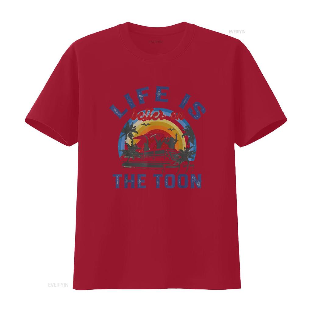 Womens Life Is Better On The Toon Funny Pontoon Boat Boating T Shirt Black 2XL vintage Washed Unisex homme Slightly Casual