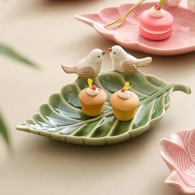Niedliche Vogelablage Keramik Schmuckaufbewahrungsschalen Kreatives Regal Dim Sum Dessertteller Heimdekor Teetisch Desktop Dekoration Schale
