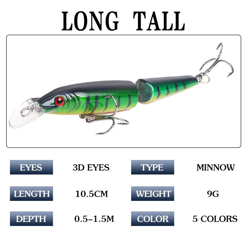 Luya Bait Two Sections Hard Bait 9g/10.5cm Rocking Simulation Mino Bait Hard Bait Fake Bait