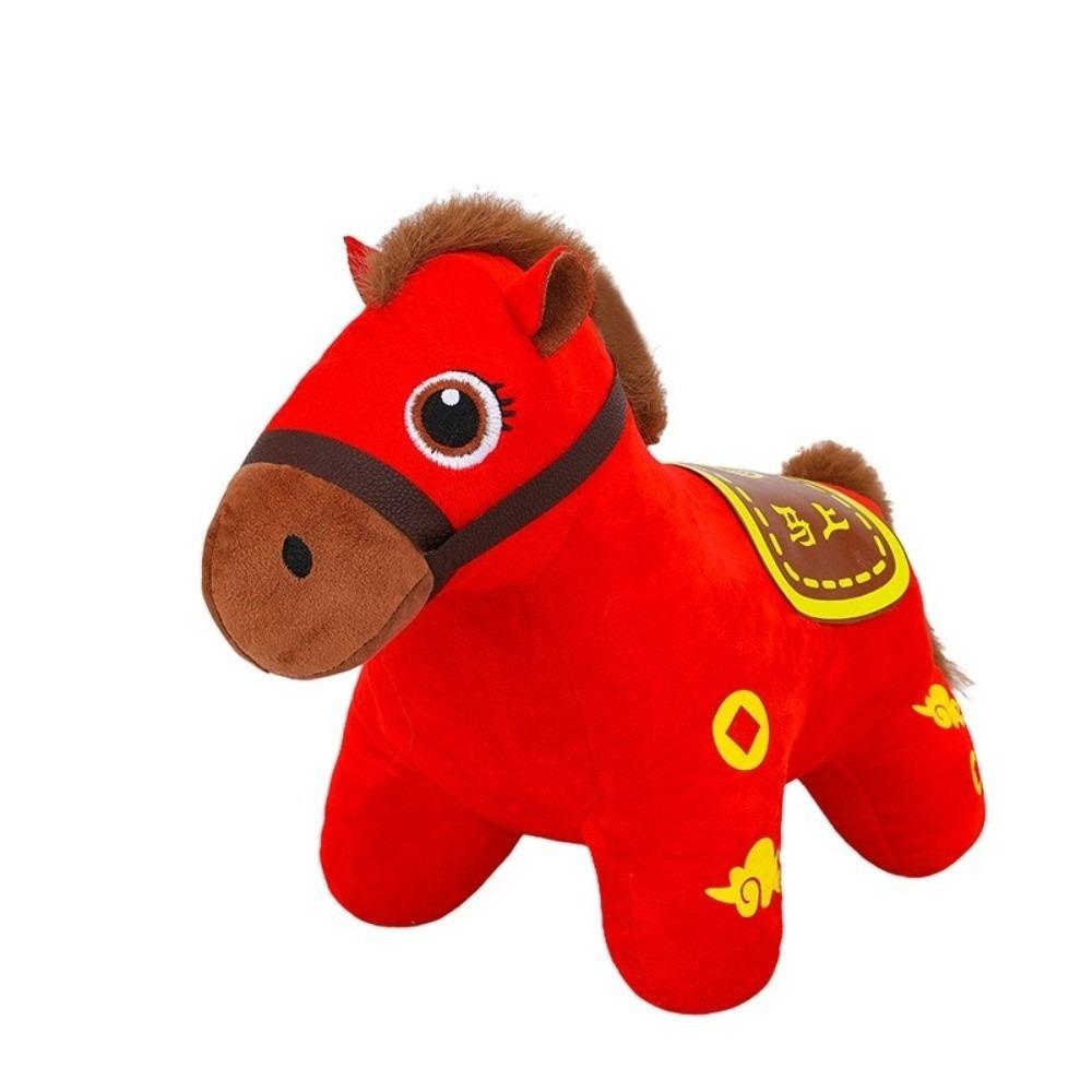 

2026 Horse Year Cartoon Horse Doll Letter Print Zodiac Pony Figurine Chinese New Year 20CM красный