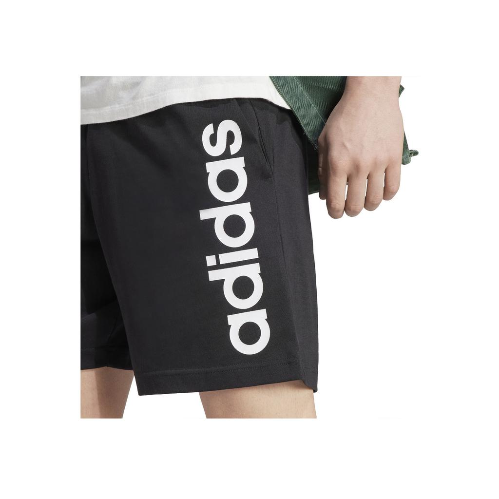 Adidas Logo Embroidered Print Drawstring Elastic Straight Leg Shorts Men Bottoms Black IC0062