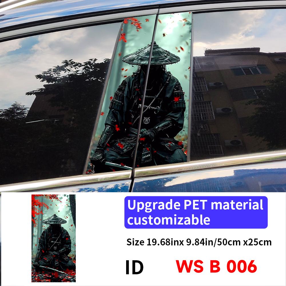Samurai Car Stickers Waterproof Auto B Pillar Decor Cover Scratches Durable Car Doors Pillar Vinyl Decals Vehicle Decors