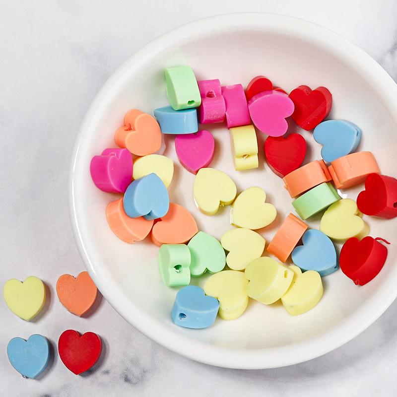 50 pcs Polymer Clay Animal & Fruit Style Mixed Color Flat Round Beads for DIY Bracelet Jewelry
