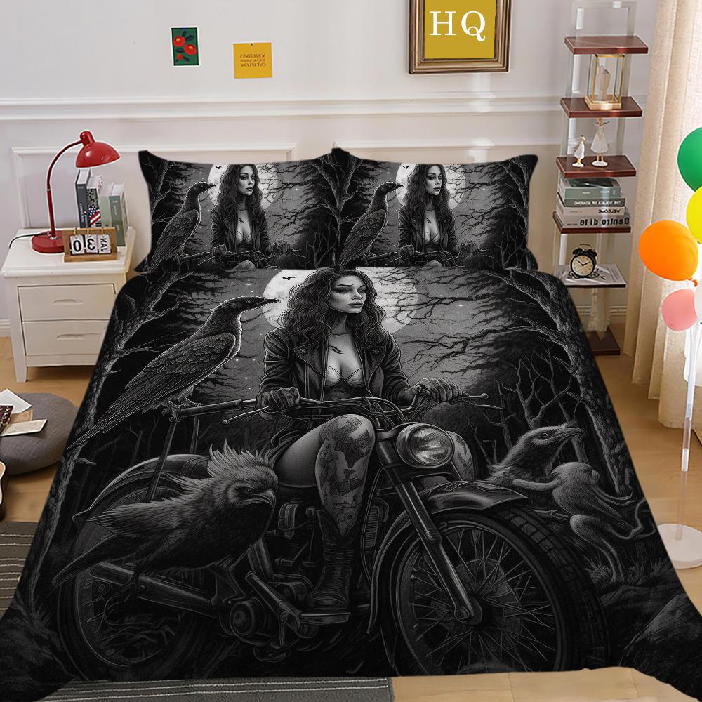 Beauty Skull Printed Comforter Cover Set Twin Size Polyester Bedspreads Man Fashion Design Duvet Cover Set