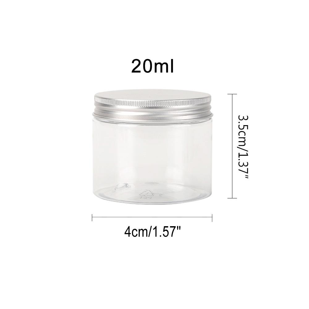 

5pcs Aluminum Cap Sealed Cans PET Empty Transparent Plastic Bottles 15Sizes Wide Mouth Jar Oil Wax Packaging Container With Lids