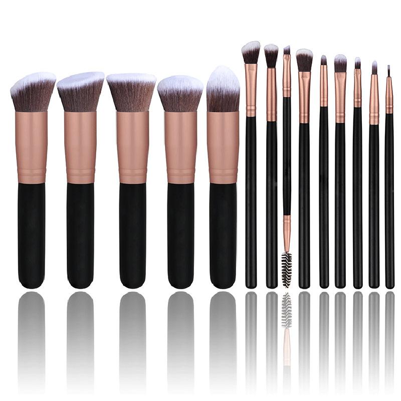 14Pcs Orange Rose Makeup Brush Set, Portable Soft Bristle Full Kit for Blush & Eyeshadow