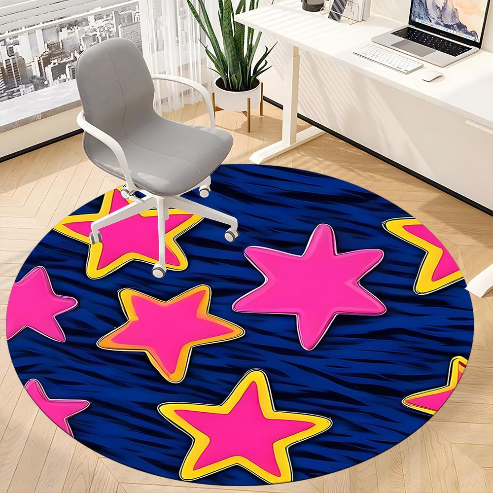 1pc Starry Night Decorations Office Round Rug, Non-slip, Soft and Durable Office Rug for Interior Decoration, Perfect for Office, Beautiful Decoration