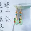 Guofeng Diamond Safety Buckle Earrings, Chinese Style Auspicious Cloud Court Style Hanfu Accessories Earrings Women