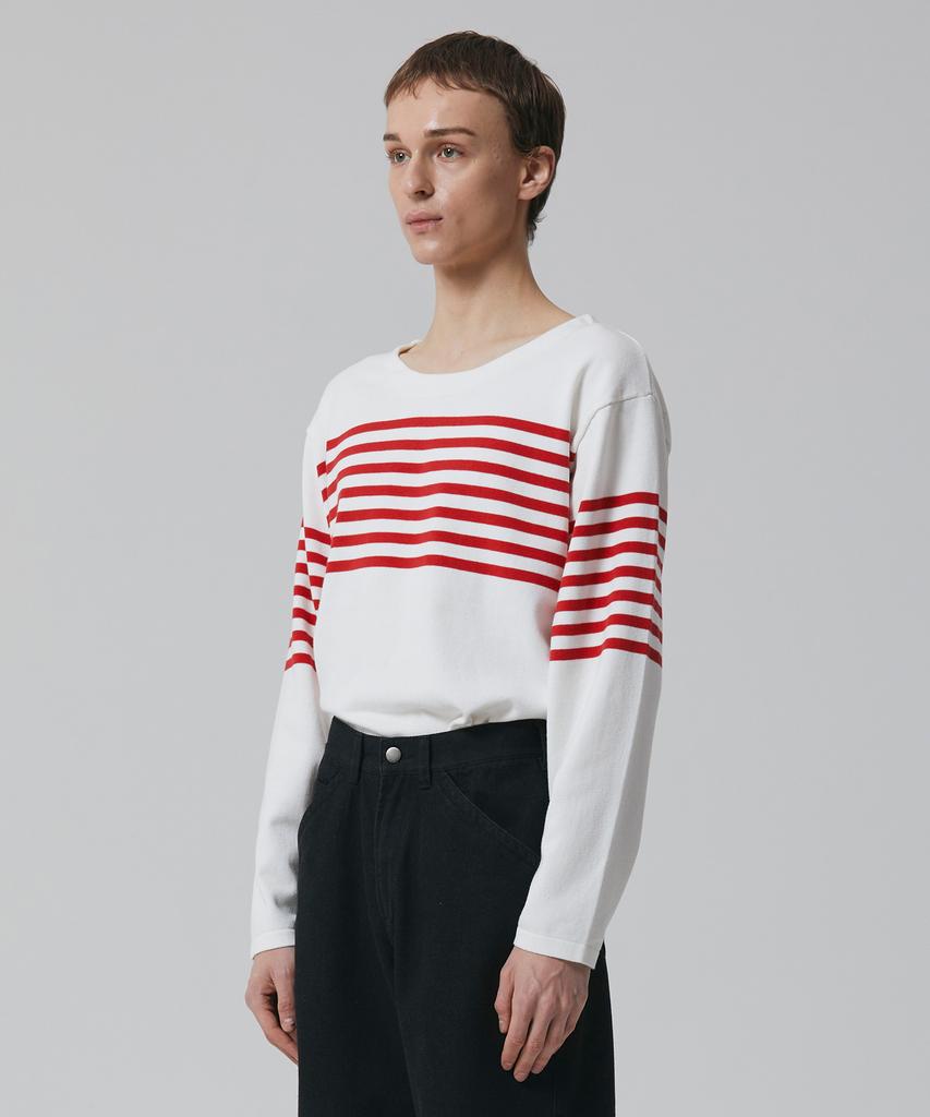 PUBLICFIGURE Essential Basque Shirt_Ivory/Red
