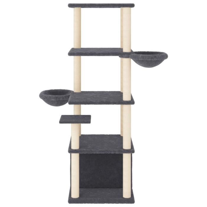 VidaXL Cat Tree with Sisal Scratching Posts Dark Grey 147 Cm 171782