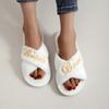 Embroidered Plush Slippers Indoor Anti Slip and Toe Exposed Slippers