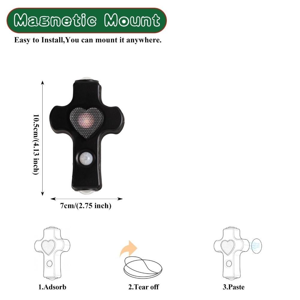 Tri-color Dimming Magnetic Intelligent Wall Lamp Wireless Heart Design Cross-Shaped Night Lamp Motion Sensor USB Charging