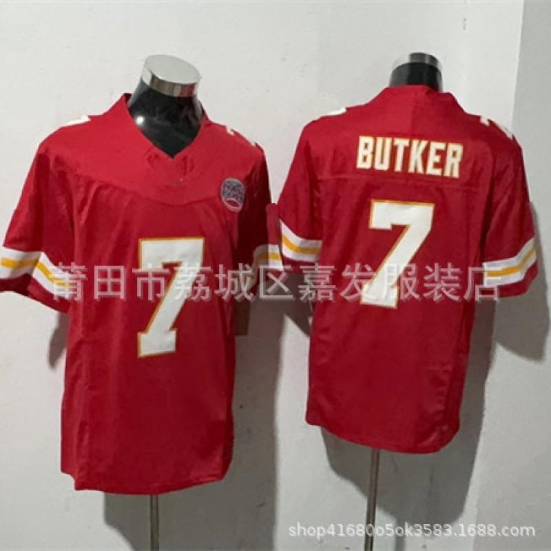 Mens Kansas City Chiefs NFL Football Jersey Patrick Mahomes 15 Travis Kelce 87 Authentic Style Cotton Team Sport Shirt