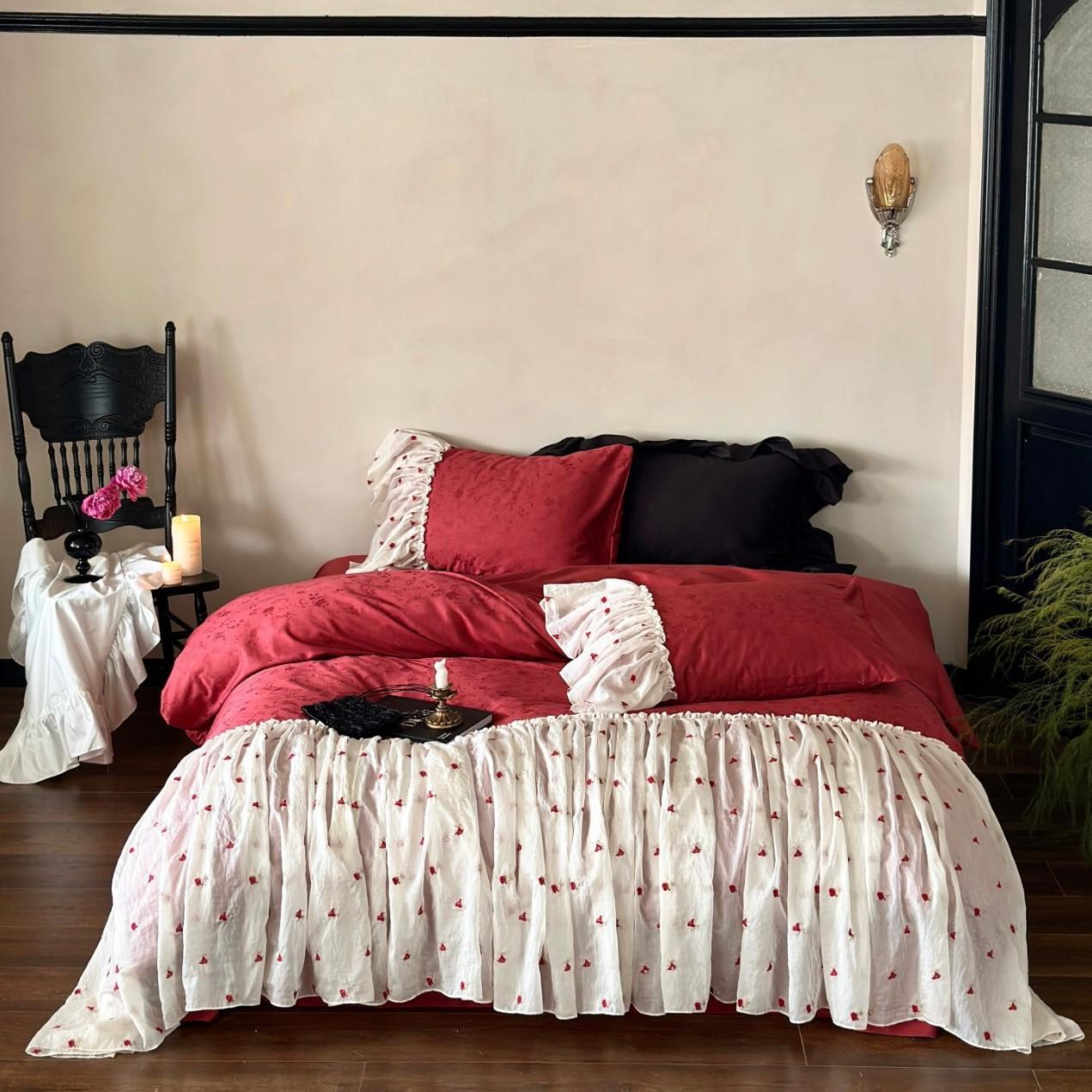 

Комплект постельного белья из чистого хлопка, четырехпредметный, французский ретро, приятный к коже, дышащий, пододеяльник, простыня, наволочки 2.0M