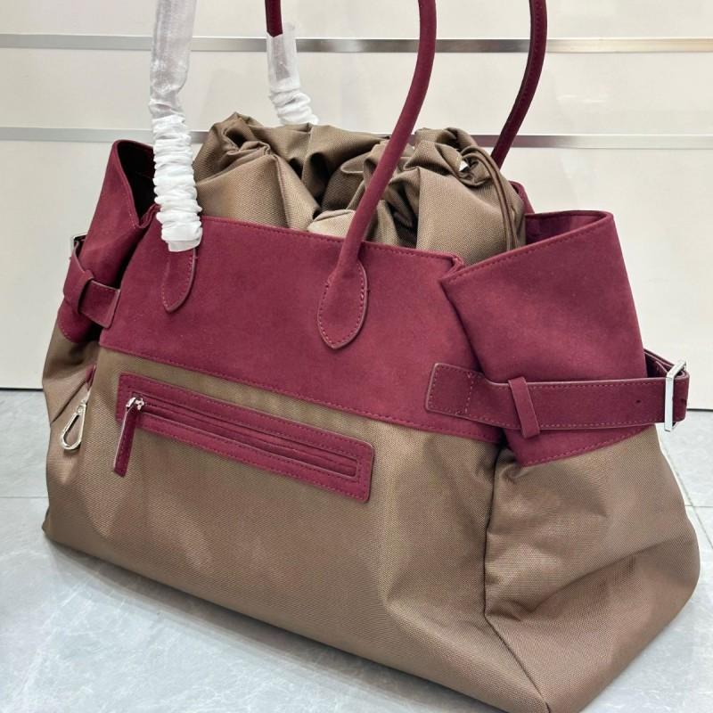 Large 17-inch Nylon Canvas Tote Bag Women Spacious Commuter Shoulder With Multiple Pockets Streetwear Style