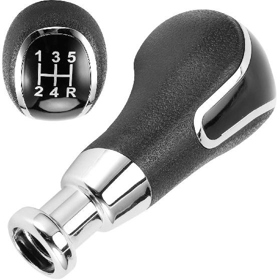 Shift Knob, Leather Shift Knob 5 Speed,Antiwear Unique and Delicate Styling Durable PU Leather Plastic Material Gear Shifter Lever Accessories Fit
