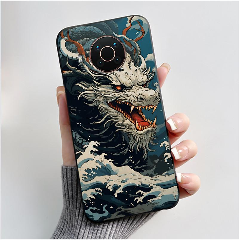 Viral Black Case For Nokia X20/Nokia X10 Fashion Dragon Kin Pattern Jelly Shell For Nokia X100 Shockproof Soft Cover