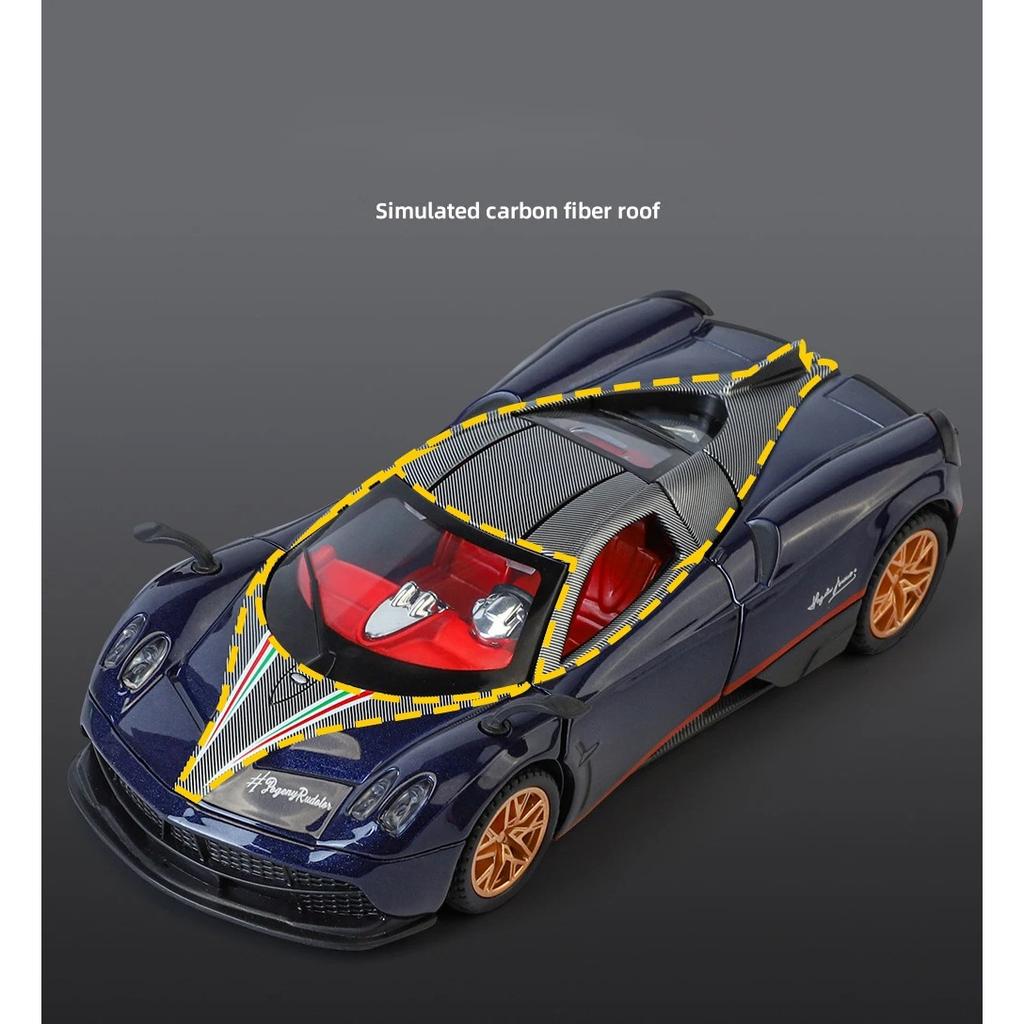 1/32 Pagani Huayra BC Supercar Alloy Muscle Car Model Sound and Light Pull Back Children's Toy Collectibles Birthday Gift