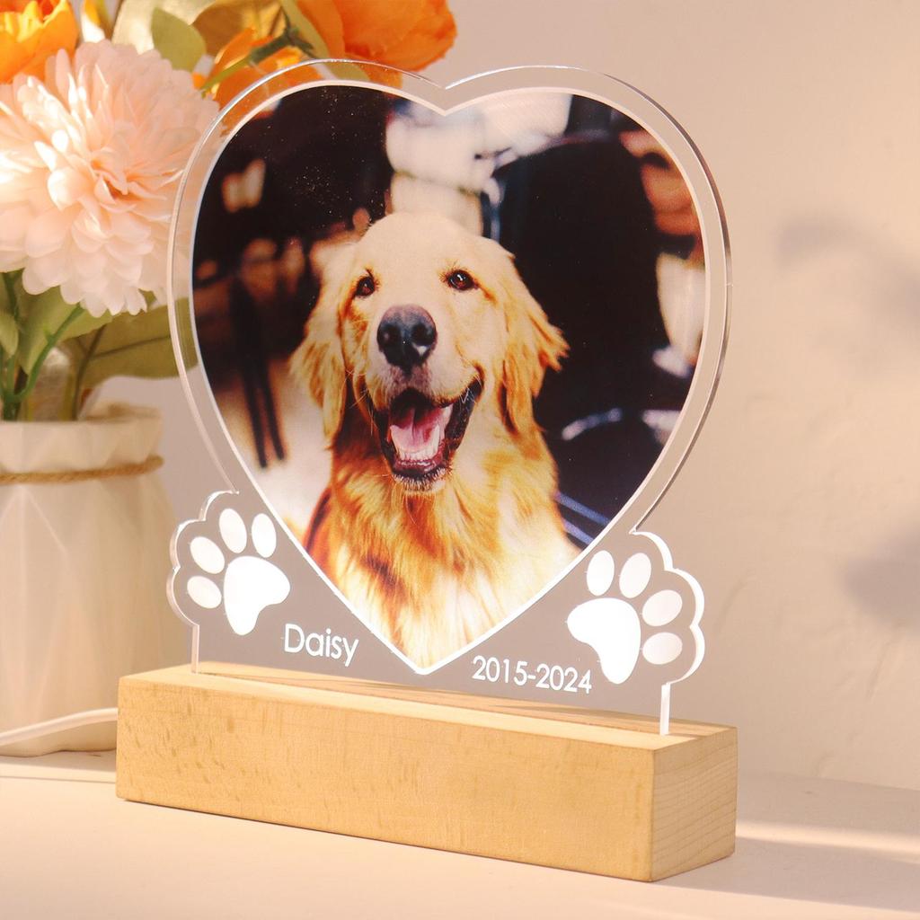 Personalized Acrylic Multi-Photo Frame Dog Picture Plaque Custom Name Plaque for Honor Beloved Pet Lovers Unique Memorial Gift