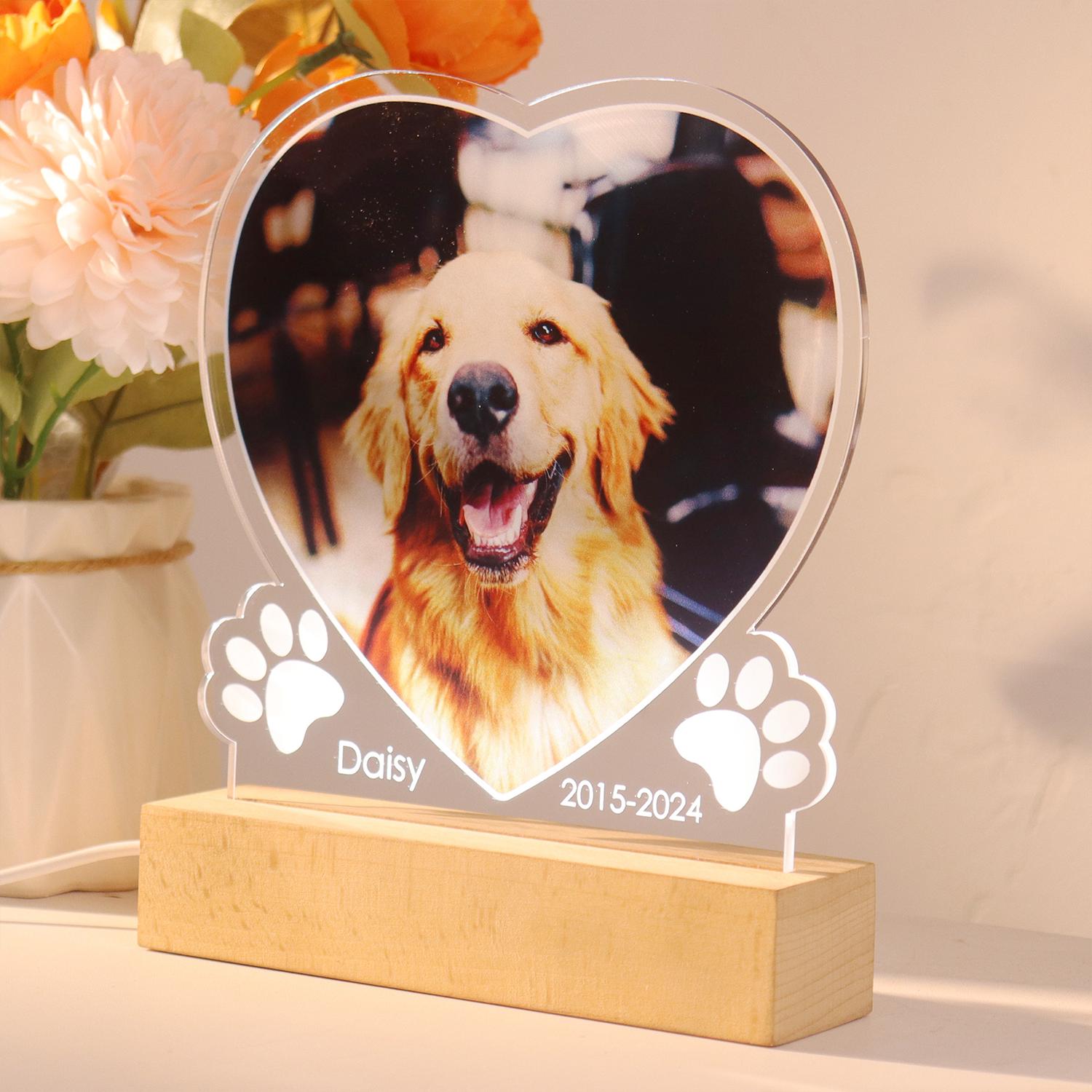 

Personalized Acrylic Multi-Photo Frame Dog Picture Plaque Custom Name Plaque for Honor Beloved Pet Lovers Unique Memorial Gift 3 colors base